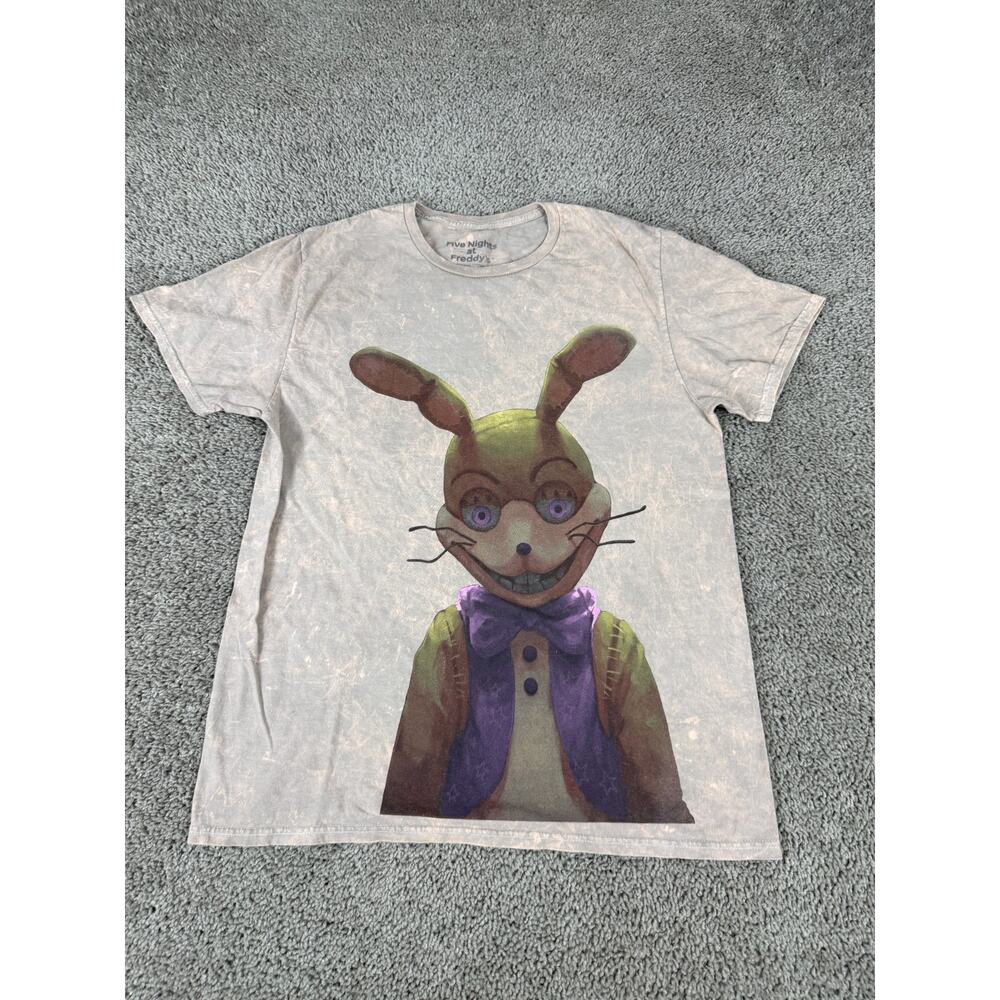 Five Nights At Freddy Shirt Mens Medium Beige Spring Bonnie Big Print Horror